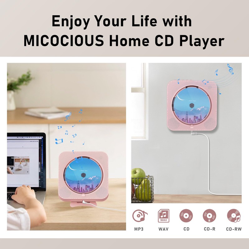 MICOCIOUS Portable CD Player with Bluetooth Desktop CD Player for