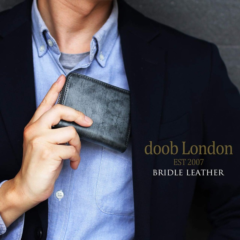 doobLondon Men's Bifold Genuine Italian Leather Bridle Leather Compact Wallet,