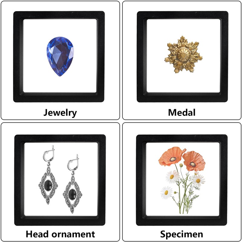 QUYLIXX Black 3D Floating Frame Display Holder Stands, Coin Display