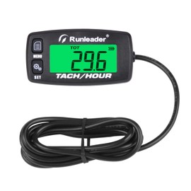 Runleader Gas Engine Hour Meter, Maintenance Tachometer for Riding Lawn Mower Tractor Generator Chainsaws Marine ATV Motorcycle Snowmobile Air Compressor(Button-BK)