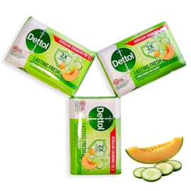 Dettol Antibacterial Soap with Honeydew and Cucumber, 100g Bars (Pack of 3), Scent: Lasting Fresh