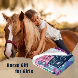 FAIVHSO Horse Gifts for Girls Women Horse Blanket for Girls Best Gifts for Horse Lovers Girls - Just A Girl Who Loves Horses Birthday Anime Decor Throw Blanket 80" x 60"