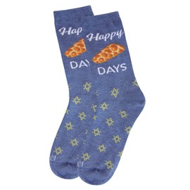 MeMoi Happy Challah Days Holiday Crew - Calcetines, Denim Heather Mcv05792, talla única 9-11 US