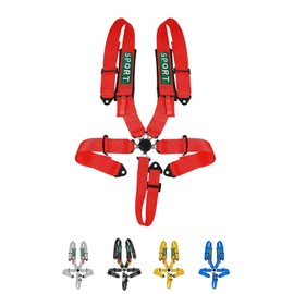 DING.PAI 5 Point Racing Harness SFI Certified with Ultra Heavy Duty 3 Inch Shoulder Pad Quick Release Cam Lock Latch Mechanism Fit Sports car Go-Kart Racing Car UTV ATV(Red)