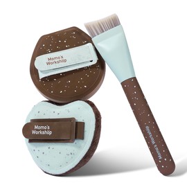 Choco Mint Trio Fishtail Brush and 2 Makeup Puffs