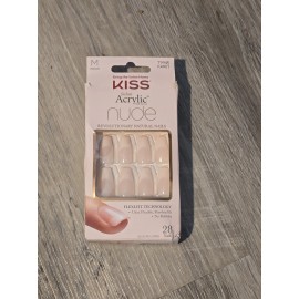Kiss Salon Acrylic FRENCH NUDE Medium Coffin Press On Nails 28 Ct #79945