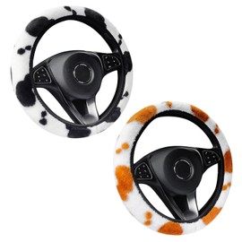 2 Plush Steering Wheel Sleeves, Elastic Steering Wheel Sleeves, Steering Wheel Decorations, Car Accessories, Non -Slip Steering Wheel Sleeves