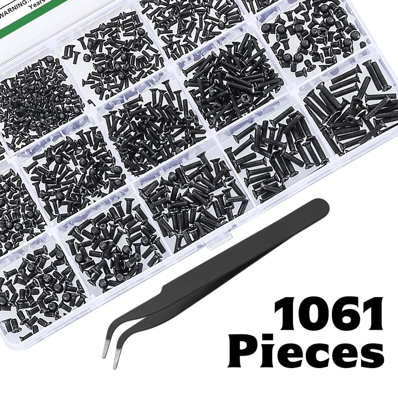 1060 Pcs Small Laptop Screws Kit, Micro Flat Head Phillips