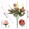 Doolitt Artificial Roses Flowers, 7 Branches, 21 Roses Artificial Flowers