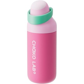 CHAKO LAB - Botella de agua de acero inoxidable aislada, botella de agua deportiva sin BPA, boquilla y popote, tapa de bloqueo a prueba de fugas, diseñada para viajes, escuela y deportes, sin BPA, 18