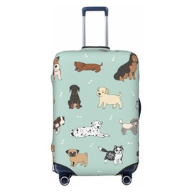 Lukbfall Dogs Blue Background Luggage Suitcase Covers Elastic Washable Cute Puppy Luggage Protector Travel Suitcase Protective Cover For Kid And Adult,, Dog #10, L (Fit 25-28 Inch Luggage)