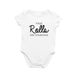 Printique Organic GOTS Certified Baby Onesie Unisex Bodysuit 0-18 months - These Rolls Are Homemade | Cute Funny (These Rolls Are Homemade, 0-3 Months)