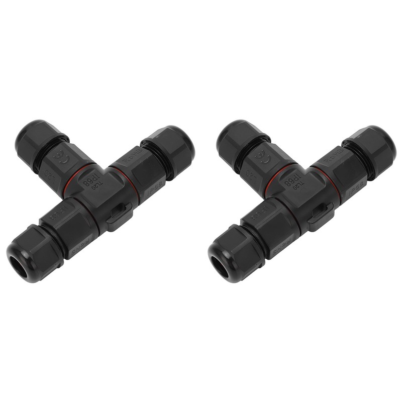 2 Pcs Tee Wire Connectors IP68 Waterproof 2 Pin 3