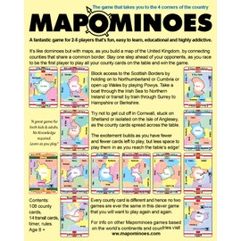 Wild Card Games MAPOMINOES UK - Fun educational geography travel game about connecting counties in England, Scotland, Wales & Northern Ireland. Like dominoes with maps.,Black