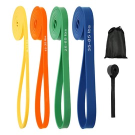 Youery Fitness Bands Set of 4, Resistance Bands 4 Different Levels of Resistance Bands Gymnastics Band with Door Anchor & Carry Bag for Strength Training, Stretching, Pilates, Yoga for Men and Women