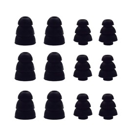 Motanar Triple Flange Replacement Eartips, Soft Noise-Isolation Silicone Ear Tips with 2mm Connector for Etymotic Shure Klipsch Westone, in Ear Canal, S/L Size Included, 6 Pairs (Black)