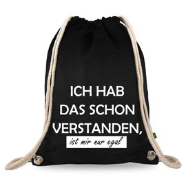Turnbeutelliebe® Gym Bag with Saying – Modern – Funny – Women – Men – Children – Cotton Black – Sports Bag – Backpack – Fabric Bag – Approx. 12 Litres – 37 x 46 cm, Ich Hab das Schon Verstanden