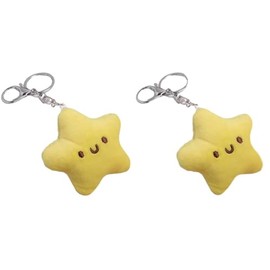 2 Pcs Yellow Plush Star Car Keychain Backpack Accessories Doll Pendant Heart Healing in Addition to Serving as a Keychain Women's Keyrings and Keychains Car Accessories