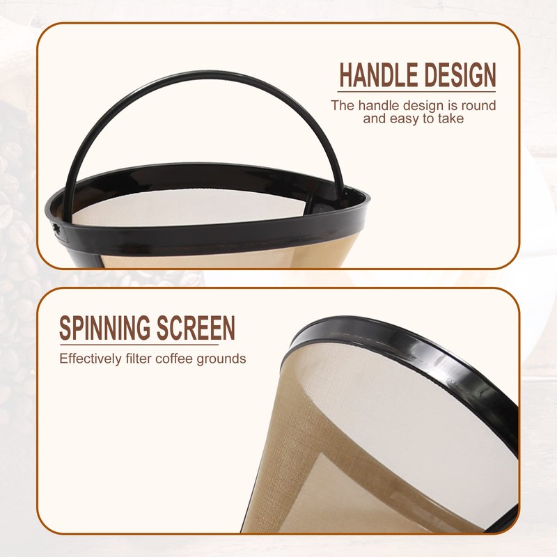 2 Pack Reusable Coffee Filter, 6-12 Cup Cone Coffee Filter