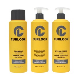 Paquete Para Cabello Rizado Y Encrespado | Set De Champú, Acondicionador Y Crema Para Peinar Sin Enjuague | Sin Sulfatos Ni Silicona | Botella De 400 Ml(13,5 Oz)| Productos Para Cabello