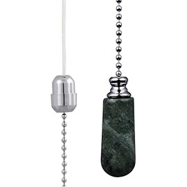 ElekTek Bathroom Light Pull Chain Cord Chrome Green Marble Drop with 80cm Matching Chain