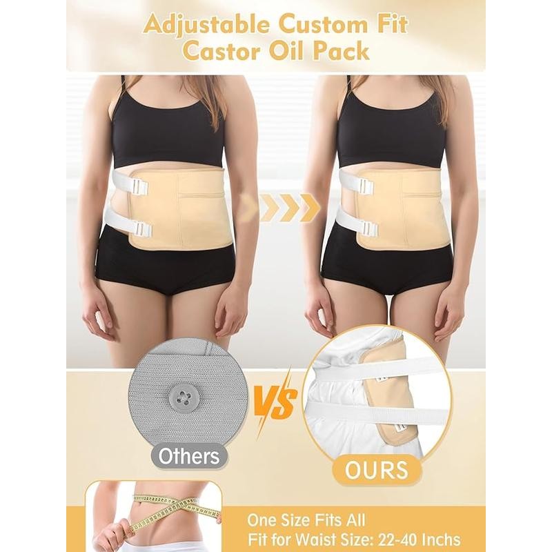 Castor Oil Pack Wrap Reusable Castor Oil Pack Kit, Adjustable
