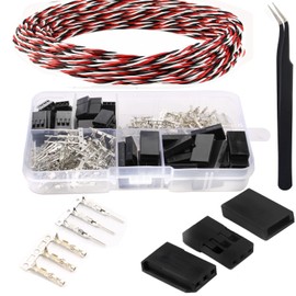 RUNCCI-YUN 270 PCS 3 Pin JR Servo Connector, RC Servo Plug Servo Cable Wire Connector Male Female Kit +5M Servo Cable for Futaba Style Servo Connector JR Hitec