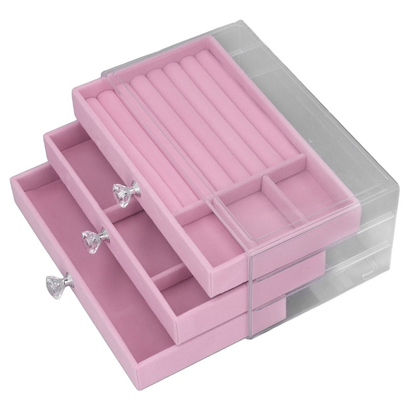 Acrylic Jewelry Organizer 3 Drawers Storage Box Transparent Jewelry Display
