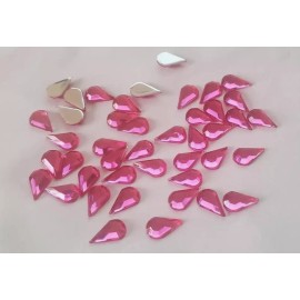 Unbranded CraftbuddyUS 50pcs 13x8mmCERISE Flatback Faceted Teardrop Acrylic Rhinestone Gem