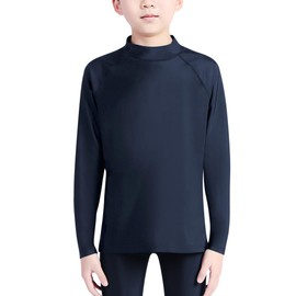 Barifall Rash Guard, Kids, Long Sleeve, High Neck, Boys, Girls, Swimwear, Cool to Touch, UV Protection, Sweat Absorbent, Quick Drying, Amphibious Use, navy