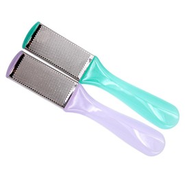 OHPHCALL 2pcs Stainless Steel Double-sided Foot File Rasp Pedicure Tool for Dry Cracked Heels Random