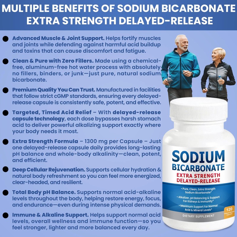 Kidney Restore Sodium Bicarbonate Capsules 1300mg – Extra Strength, 120