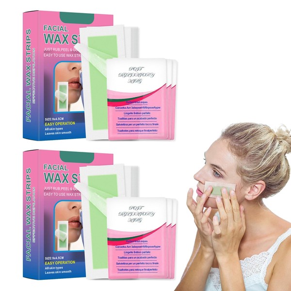 FunnAura 60PCS Facial Wax Strips, Portable Upper Lip Wax Strips