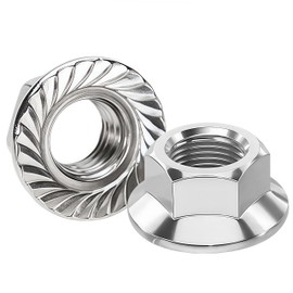 WZHUIDA Flanschmuttern mit Sperrverzahnung DIN 6923 M4, 50 Stück A2 V2A Edelstahl Sechskantmuttern mit Flansch und Sperrverzahnung