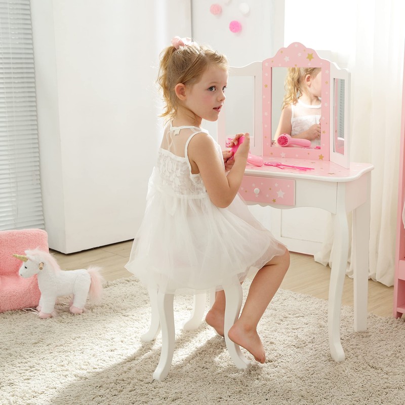 Teamson Kids Princess Gisele Twinkle Star Print 2-Piece Kids Wooden