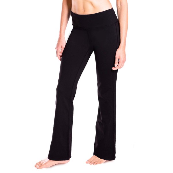 Yogipace,Petite Women's Bootcut Yoga Pants Long Workout Pant,27",Black,Size M