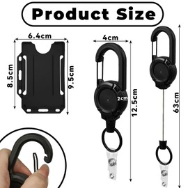 rietegio 3Pcs Retractable Keyring Heavy Duty Retractable Keychain Loss Prevention Hidden Disability Lanyard with 60cm Thickening Retractable Lanyard and 3 Pack Id Badge Holder