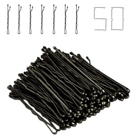 PKOUVOO 50 Pieces Hair Pins 6cm Wavy Hair Pins Metal Invisible Hair Clips Hairpin Set Styling Handles Invisible Ball Tip Hair Pins (Black)