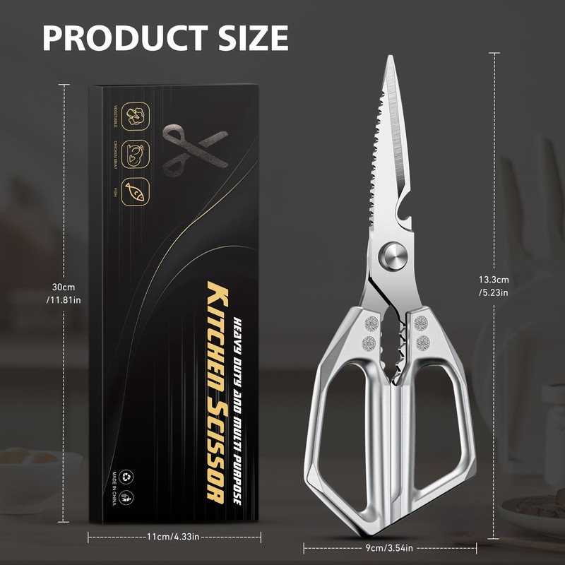 BALUCA Heavy Duty Kitchen Scissors All Purpose - Professional Stainless