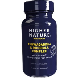 Higher Nature - Ashwagandha & Rhodiola Complex - Reduce Fatigue - Holy Basil Extract - Ashwagandha Capsules - Vegetarian & Vegan - 30 Capsules