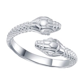 Silver Snake Ring, Adjustable Unisex, Serpent Jewellery in a Gift Bag