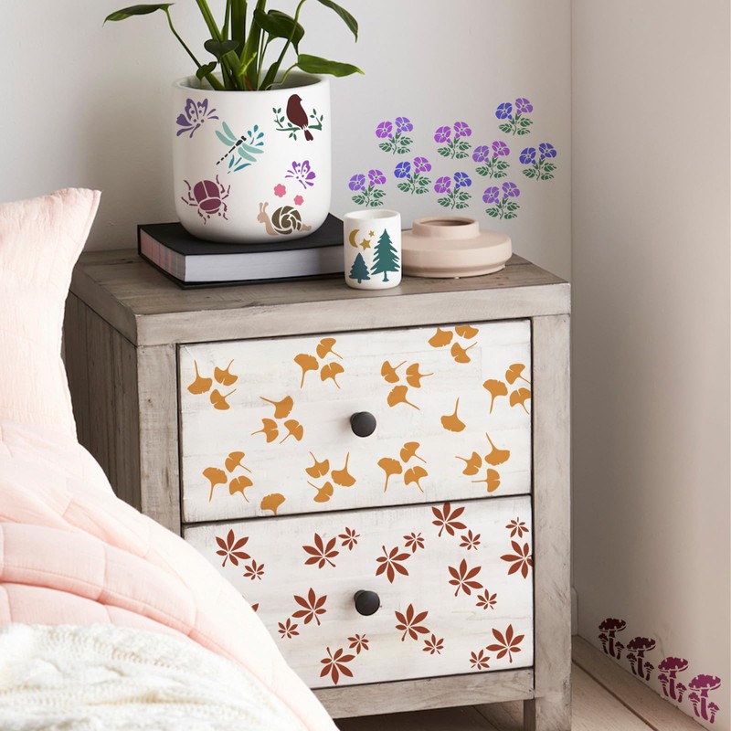 72 Pcs Botanical Stencils Set, Reusable Butterfly & Flower Painting