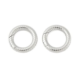 Gelirda 2Pcs Sterling Silver Spring Gate Rings Stripe Oval Snap Hooks Jewellery Clasps for DIY Keychain Jewellery Making Crafts