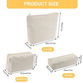 ATSGJLZN 3 Stück Kosmetiktasche Klein,Schminktasche Damen Cord,Makeup Tasche mit Reißverschluss Kosmetikbeutel für Tragbare Reise