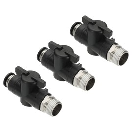 PATIKIL Pneumatic Ball Valve 3/8" OD x 1/2" PT Male Thread, 3 Pcs Push to Connect Fitting Ball Valve Air Flow Control Valve Hose Fittings Straight Quick Connect Union for Compressed