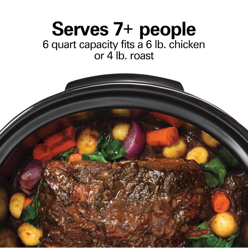 Hamilton Beach Programmable Defrost Slow Cooker, Temperature Probe, 6 Quart