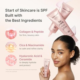 medicube No Cast Just Glow - Protector Solar de Colágeno | Protector Solar Facial de Amplio Espectro SPF 50 | Fórmula Ligera, No Pegajosa, Hidratante 