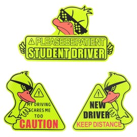 Cretassion Pack of 3 Beginner Drivers Magnetic Sign, Beginner Driver, Reflective Magnetic Film, Warning Sign with UV Protection, Waterproof Safety Distance Magnetic Signs Car Sticker, Yellow