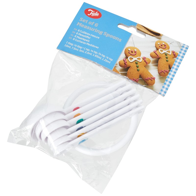 Tala Plastic Measuring Spoons, Set of 6 Spoons with 1/4