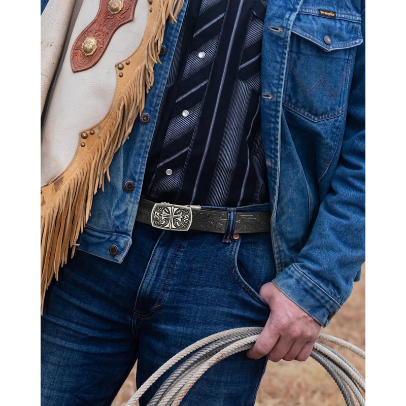 CHAOREN Western Belt - Mens Cowboy Belt 1 3/8" Leather